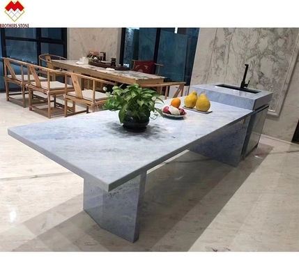 Taille personnalisée Tableaux de travail en quartz bleu rétroéclairé Brésil