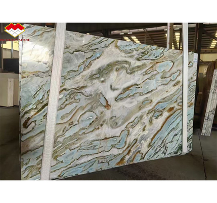 Les Maldives Blue Luxury Stone Translucide Polissé Grosse dalle pour une table à manger d'hôtel