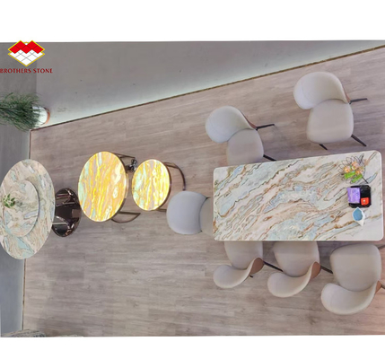 Les Maldives Blue Luxury Stone Translucide Polissé Grosse dalle pour une table à manger d'hôtel