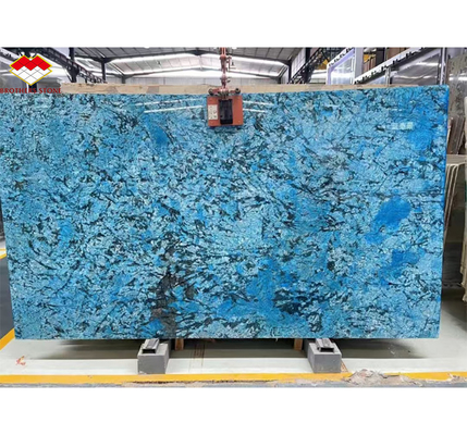 Table à manger en granit bleu de labradorite brésilien de luxe moderne