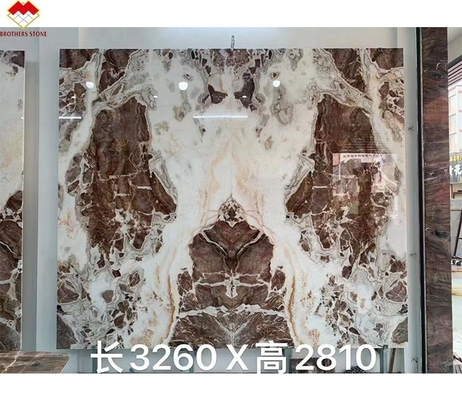 Translucide sang-orange pierre d'onyx rouge avec veines blanches CNF Veines de bois rouge panneau mural en marbre