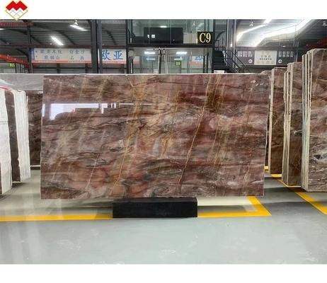 Translucide sang-orange pierre d'onyx rouge avec veines blanches CNF Veines de bois rouge panneau mural en marbre