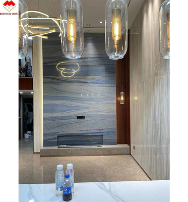 18mm Polissé Luxe Macaubas bleu bleu naturel Marbre en tôle de comptoir Carreaux de quartz