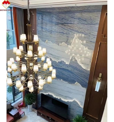 Conception des murs et des planchers de l'hôtel Macaubas bleu pierre de marbre avec des veines blanches