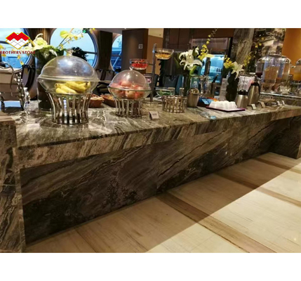 Planche de marbre grise polissée moderne sur mesure pour les panneaux muraux de l'hôtel