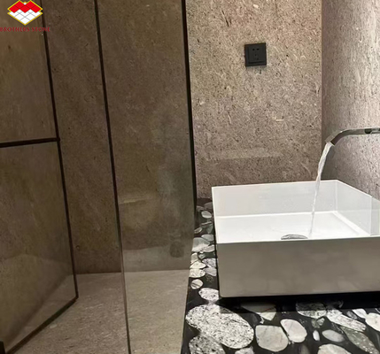 Panneaux muraux de salle de bains en marbre gris italien modernes