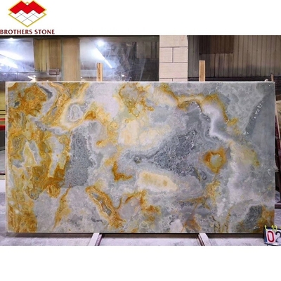 Carreaux d'agate de marbre de 15 à 18 mm d'épaisseur et dalles de saphir doré pour la décoration intérieure