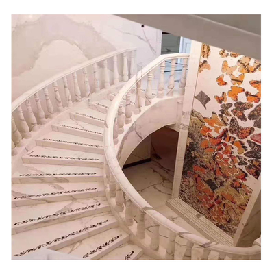 Style de design intérieur moderne Multicolore Onyx Vène de bois Escaliers en marbre avec garde-corps en verre