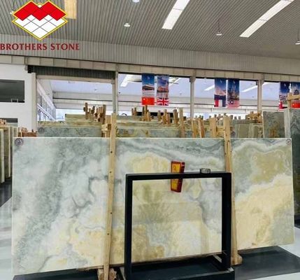 Modern rétroéclairé vert Onyx Stone Slab 30mm épaisseur pour le salon graphique mur de jade