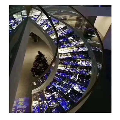 Unique bleu Onyx rétroéclairage Escaliers Balustrade pour 8-30 mm d'épaisseur Arc Escaliers