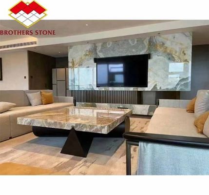 Modern rétroéclairé vert Onyx Stone Slab 30mm épaisseur pour le salon graphique mur de jade