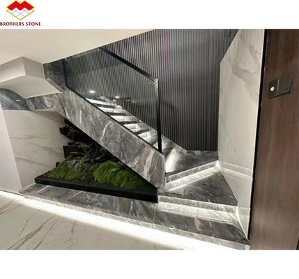 Populaire espace gris marbre grande dalle pour les escaliers modernes gris clair dans la maison et l' hôtel