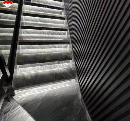 Populaire espace gris marbre grande dalle pour les escaliers modernes gris clair dans la maison et l' hôtel