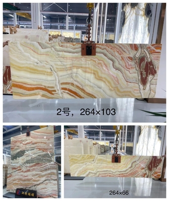 Pierre d'onyx arc-en-ciel translucide pour la villa Fond CNF Polissé Dragon rouge Onyx Marbre