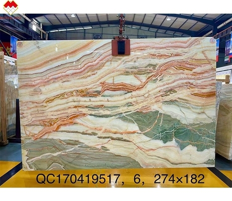 Finition de surface polie et polie Translucide arc-en-ciel Onyx dalle pour panneau mural coloré