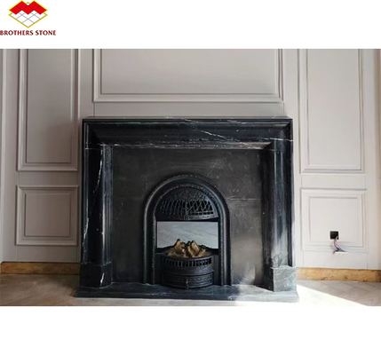 Camin de marbre noir moderne pour la décoration du salon de la villa dans le style européen