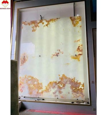 Vente directe Polissé Translucide rétroéclairé Marbre Blanc Onyx avec Fleur Rouge Top Grade
