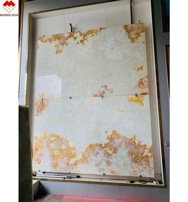 Vente directe Polissé Translucide rétroéclairé Marbre Blanc Onyx avec Fleur Rouge Top Grade