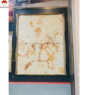 Vente directe Polissé Translucide rétroéclairé Marbre Blanc Onyx avec Fleur Rouge Top Grade