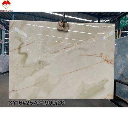 Vente directe Polissé Translucide rétroéclairé Marbre Blanc Onyx avec Fleur Rouge Top Grade