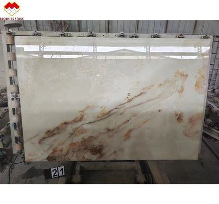 Vente directe Polissé Translucide rétroéclairé Marbre Blanc Onyx avec Fleur Rouge Top Grade