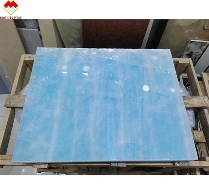 Révolution du sol moderne Carreaux de pierre en onyx de jade bleu translucide pour les murs et le sol