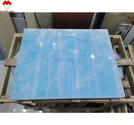 Révolution du sol moderne Carreaux de pierre en onyx de jade bleu translucide pour les murs et le sol