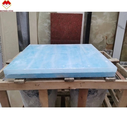 Révolution du sol moderne Carreaux de pierre en onyx de jade bleu translucide pour les murs et le sol