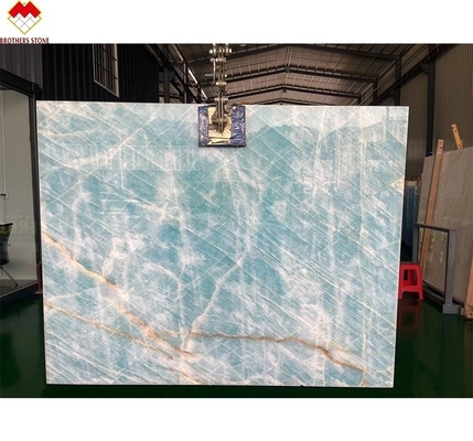Révolution du sol moderne Carreaux de pierre en onyx de jade bleu translucide pour les murs et le sol