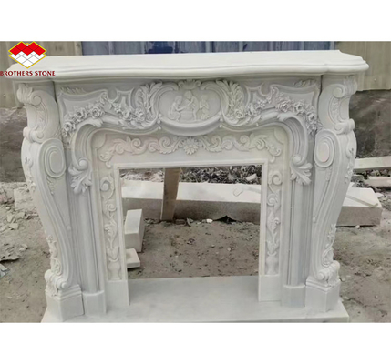 Camin de style européen sur mesure en marbre naturel pour salon intérieur moderne