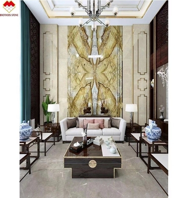 Livre de décoration intérieure assorti de miel jaune Onyx dalles de marbre pour fond mural