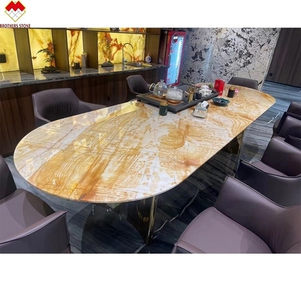 Livre de décoration intérieure assorti de miel jaune Onyx dalles de marbre pour fond mural