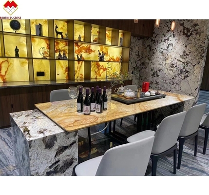 Livre de décoration intérieure assorti de miel jaune Onyx dalles de marbre pour fond mural