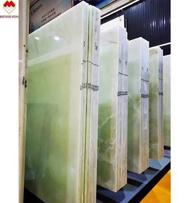 Vente directe Plaque translucide en onyx vert pour comptoir de taille standard ou personnalisée