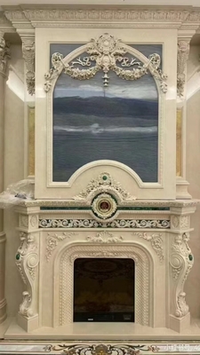 Camin de style européen sur mesure en marbre naturel pour salon intérieur moderne