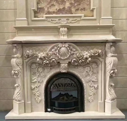 Camin de style européen sur mesure en marbre naturel pour salon intérieur moderne