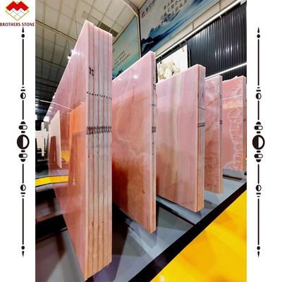 Grande dalle Onyx Marbre étonnant Blanc rose Onyx pierre pour le panneau mural et le dessus de table