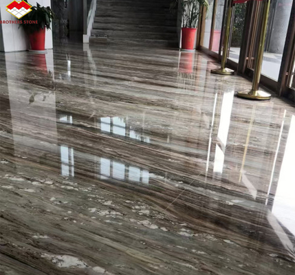 Étagère d'hôtel et décoration de plancher Italie Carreaux de marbre brun naturel avec veine de rivière