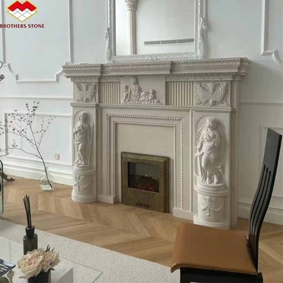 Décoration en marbre Royal Botticino à l' intérieur, créme Shanna, marbre beige pour la cheminée