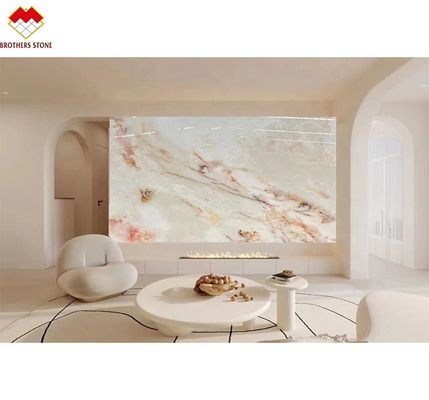 Plaque de pierre en onyx blanc naturel poli pour le sol et le mur luxueux