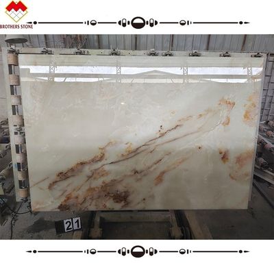 Plaque de pierre en onyx blanc naturel poli pour le sol et le mur luxueux