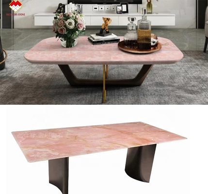 Gros plateau de pierre rose onyx translucide rose mince rose rose jade quartz pour le sol de la maison
