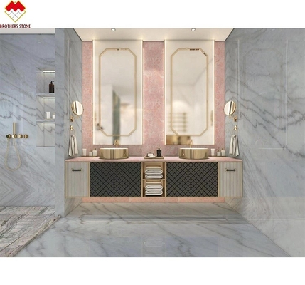 Gros plateau de pierre rose onyx translucide rose mince rose rose jade quartz pour le sol de la maison