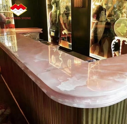 Gros plateau de pierre rose onyx translucide rose mince rose rose jade quartz pour le sol de la maison