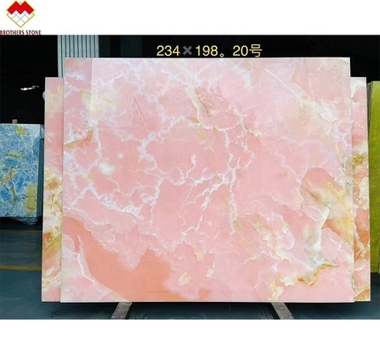 Gros plateau de pierre rose onyx translucide rose mince rose rose jade quartz pour le sol de la maison