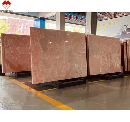 Gros plateau de pierre rose onyx translucide rose mince rose rose jade quartz pour le sol de la maison
