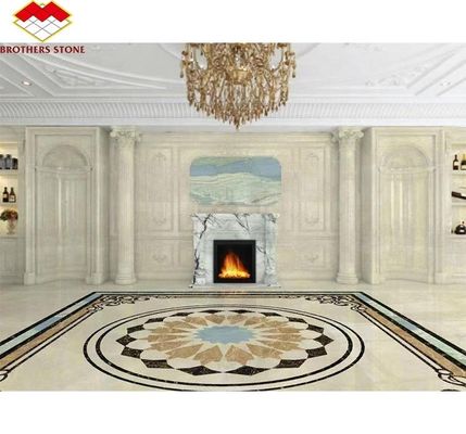Cheminée de prune de neige parfumée à l' intérieur entourée de pierre de style français en arc pour les maisons de York