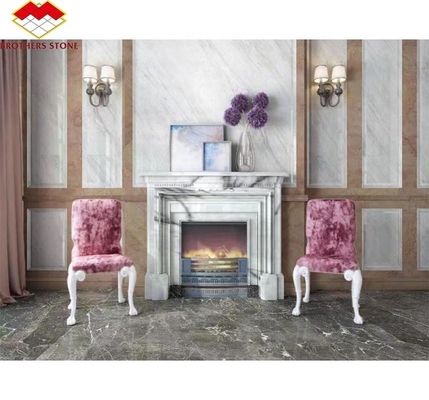 Modern Mini artisanal manteau art sculpture arquée française New York marbre intérieur parfumé neige prune cheminée entourer
