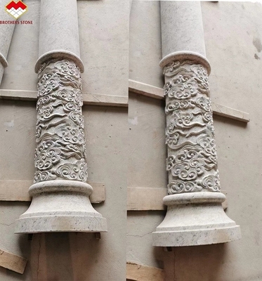 Colonne de couverture de granit de style américain en marbre sculpté Colonne ronde creuse à Yunfu