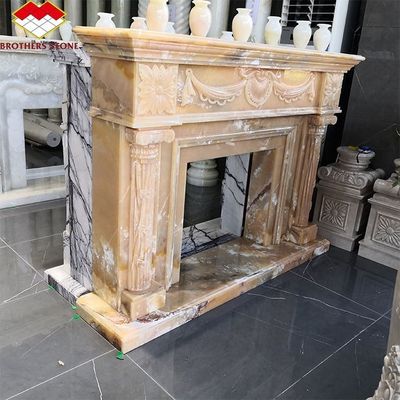 Chambre de séjour de la villa cheminée entourée modernes Chamines en pierre de marbre intérieures sur mesure